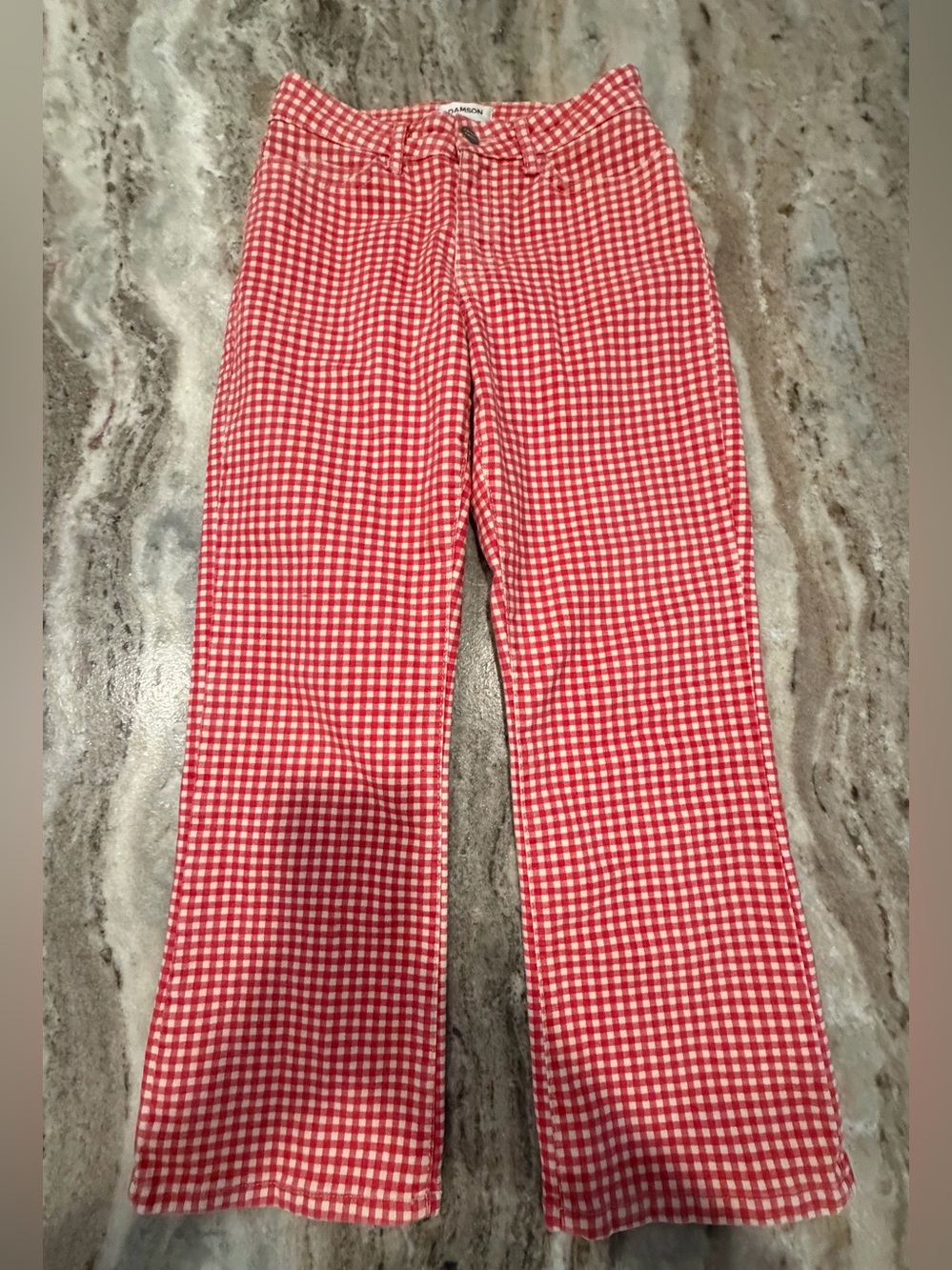 Damson Madder Women's Organic Cotton  Gingham Checked Pants. Size 8.